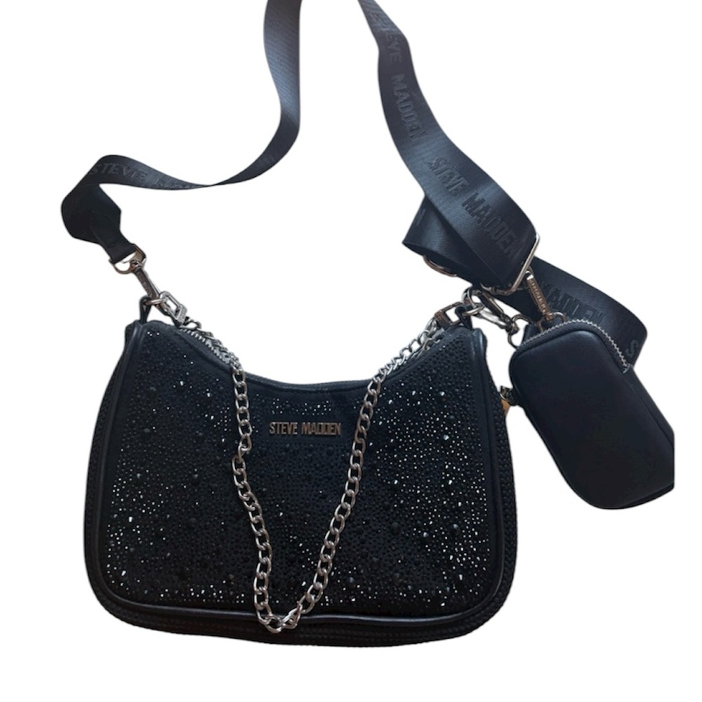 Steve Madden Black Sparkle Shoulder Bag